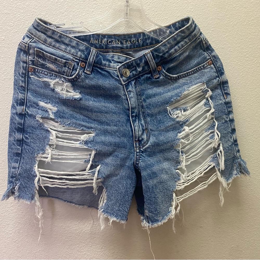 American Eagle Outfitters Distressed Blue Denim Shorts